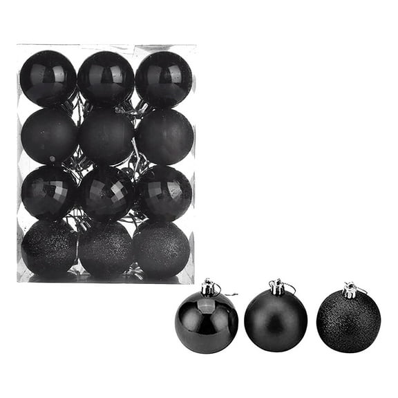 SuoKom Christmas Balls, 24Pcs 1.6 Inch Black Christmas Balls Hanging Ornaments Shatterproof Delicate Baubles Set, for Home Holiday Party Xmas Tree Decoration Gifts