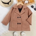 thumbnail image 3 of Pandaie Boys Double Breasted Wool Blend Peacoat Lapel Raglan Sleeve Patch Pocket Mid Length Winter Coat Khaki,18-24 Months, 3 of 8