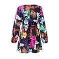 thumbnail image 5 of Pompotops Robes Mini à Volants Imprimé Floral Manches Longues Col en V Décontracté pour Femmes, 5 of 5