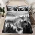 thumbnail image 2 of jejeloiu Tropical Botanical Pine Full Size Sheets,Natural Landscape Mountain Bed Sheets,Gray Black Sheet Sets For Adults,Luxury Bedroom Decor,4pcs, 2 of 7