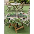 thumbnail image 3 of Outdoor Tablecloth with Umbrella Hole and Zipper, Saint Patrick's Day Round Table Cloth 60 Inch Waterproof Tablecloth, Green Truck Leaves Floral Farmhouse Picnic Table Cover for Patio Camping, 3 of 7