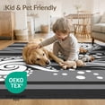 thumbnail image 4 of ODIKA 6'x9' Monochrome Swirl Tentacle Spiral Striped Washable Area Rug Abstract Oceanic Motifs With Dotted Borders for Queen Size Bedroom, Under Bed, Master Suite, Easy Care, Non-Shedding, 4 of 7