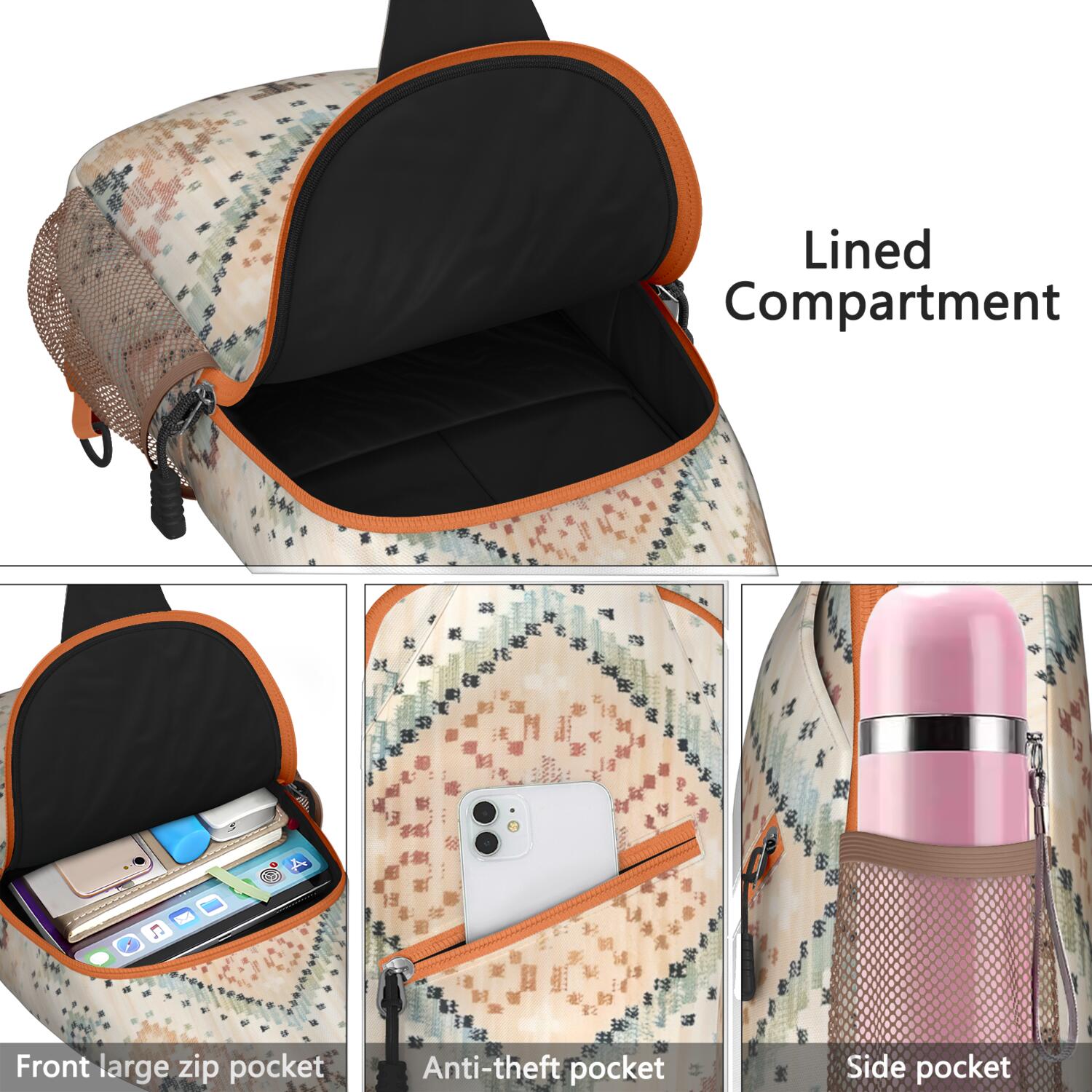 Earthy Aesthetic Crossbody Bag Durable Chest Backpack for Outdoor Adventures Rustic & Versatile