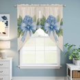 thumbnail image 6 of Hydrangea Flower Kitchen Window Curtains, Swag Curtains Valance for Bedroom Living Room Bathroom, Pastoral Blue Bow Floral Spring Lraf Rod Pocket Window Curtain Block Drapes 2 Panels 36"x45", 6 of 9