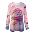 thumbnail image 5 of Fiaer Christmas Women Long Sleeve T Shirts Oversized Snowflake Snowman Crew Neck Xmas Tshirts Loose Fit Casual Fashion Holiday Tops Pink2 M, 5 of 5