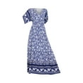 thumbnail image 4 of Robes pour Femmes Style Bohème Manches Courtes Imprimé Floral Décontracté Soirée d'Été Robe Maxi, 4 of 4