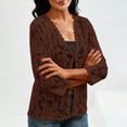 thumbnail image 3 of Xuyuer Women's Elegant Long Sleeve Lace Open Front Cardigan - Casual Lightweight Layering Piece for Summer Style, 3 of 8