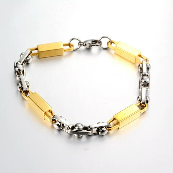 14K Yellow Gold Bracelet 6mm Geometric Byzantine Link Chain Men Women Jewelry Gift