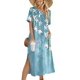 thumbnail image 1 of Vestido Zeagoo Tropical para mujer, cuello en O, manga corta, maxi azul, 1 of 6