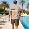 thumbnail image 5 of Havenx Men's Sets 2 Piece Outfits Short Sleeve Crew Neck T-Shirts Drawstring Elastic Waist Shorts Outfits with Pockets Color Block Set Summer Vacation Breathable Athletic Activewear,Coffee 4XL, 5 of 6