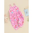 thumbnail image 2 of Bagilaanoe Toddler Baby Girl Easter Jumpsuit Sleeveless Print Romper Pleated Overalls 1T 2T 3T 4T 5T 6T Kids Long Pants Summer Clothes, 2 of 8