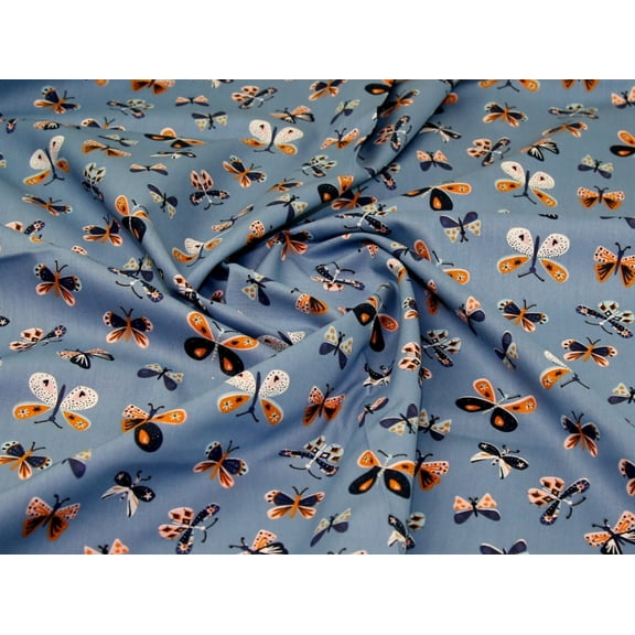 John Louden 100% Cotton Poplin Fabric Blue - per yard