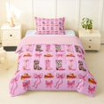 thumbnail image 2 of jejeloiu Pink Cowboy Boot Pattern Twin Comforter Sets Kids,Pink Bowknot Bedding Set For Girls,Reversible,2-Piece, 2 of 8