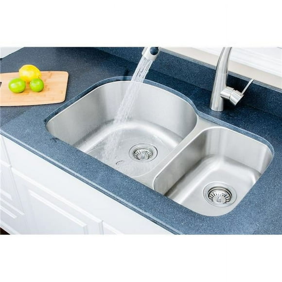 32 in. 18 Gauge Undermount 70-30 Double Bowl Stainless Steel Kitchen Sink with Grid Racks & Basket Strainers