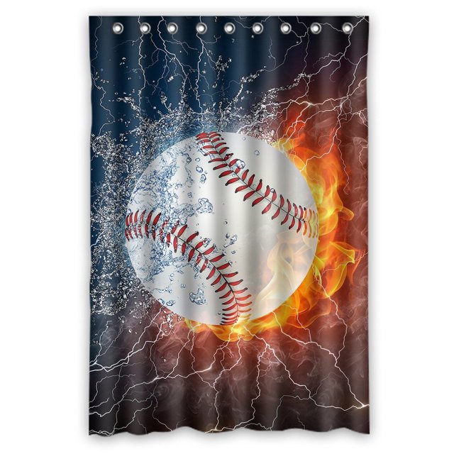 Cortina de ducha ABPHQTO de poliéster impermeable de béisbol Decoración de baño 120x180 cm