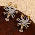 thumbnail image 4 of HIJONES Women's Stainless Steel Two Tone Scorpion Horoscope Statement Stud Earrings Punk Lobster Earrings Silver Gold, 4 of 5