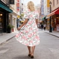 thumbnail image 5 of NTACZA Women'S Dresses Casual Sundress Tropical Hawaiian Midi V-Neck Short Sleeve Faux-Wrap Tie Waist Beach Size L, 5 of 7