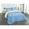 thumbnail image 3 of Ambesonne Fitness Quilted Bedspread Set 3 Pcs, I Like Fitness Words, King Size, Pale Blue and White, 3 of 5