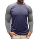 thumbnail image 1 of Blusas y camisas de manga larga con cuello redondo para hombre, blusa informal de poliéster con bloques de color y manga larga con cuello redondo., 1 of 6