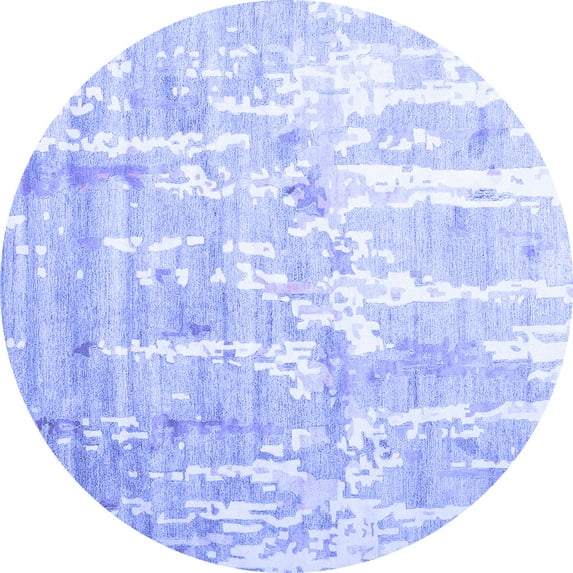 Ahgly Company Indoor Round Abstract Blue Contemporary Area Rugs, 3' Round