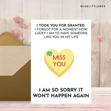 Miss You Greeting Card – Heartfelt Apology Card with Envelope – Perfect for Expressing Love and Remorse to Friends and Loved Ones