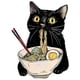 thumbnail image 2 of Men's Pure Cotton Ramen Cat Foodie Lover Black Retro Casual Short Sleeve Noodle Design Cat Lovers T-shirt, 2 of 7