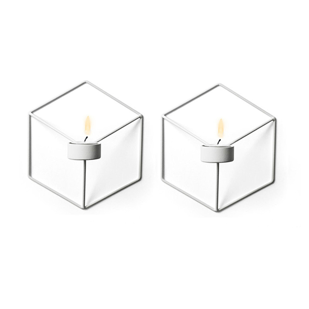 Art 3D Geometric Candlestick Metal Wall Candle Holder Living Room TV