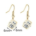 thumbnail image 3 of Small Square Dangle Alloy Long Earrings Silver Jewelry 2PC Women's Special Gift, 3 of 3