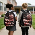 thumbnail image 3 of Bulopur American Flag Print Kids Backpack Set 4 Pcs Lightweight Kids School Bag with Lunch Bag, Pencil Case and Water Bottle Cover for Camo Fans, 3 of 8