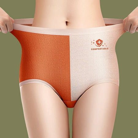 

NEGJ Ladies Mid Waist Elastic Stitching Seamless Cotton Breathable Comfortable Abdominal Hip Lifting Panties