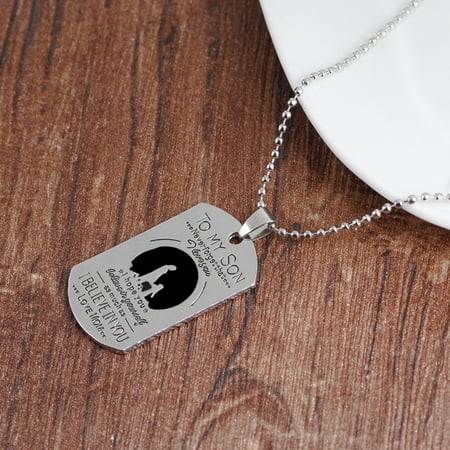 - Obstce To My Son Love Mom Letter Dog Tag Pendant Necklace Military Men Jewelry Gift