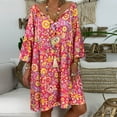 thumbnail image 1 of Jienlioq Robe Formelle pour Femmes Robe Ample à Imprimé Floral Manches Trois-Quarts Mini Robe d'Été, 1 of 9