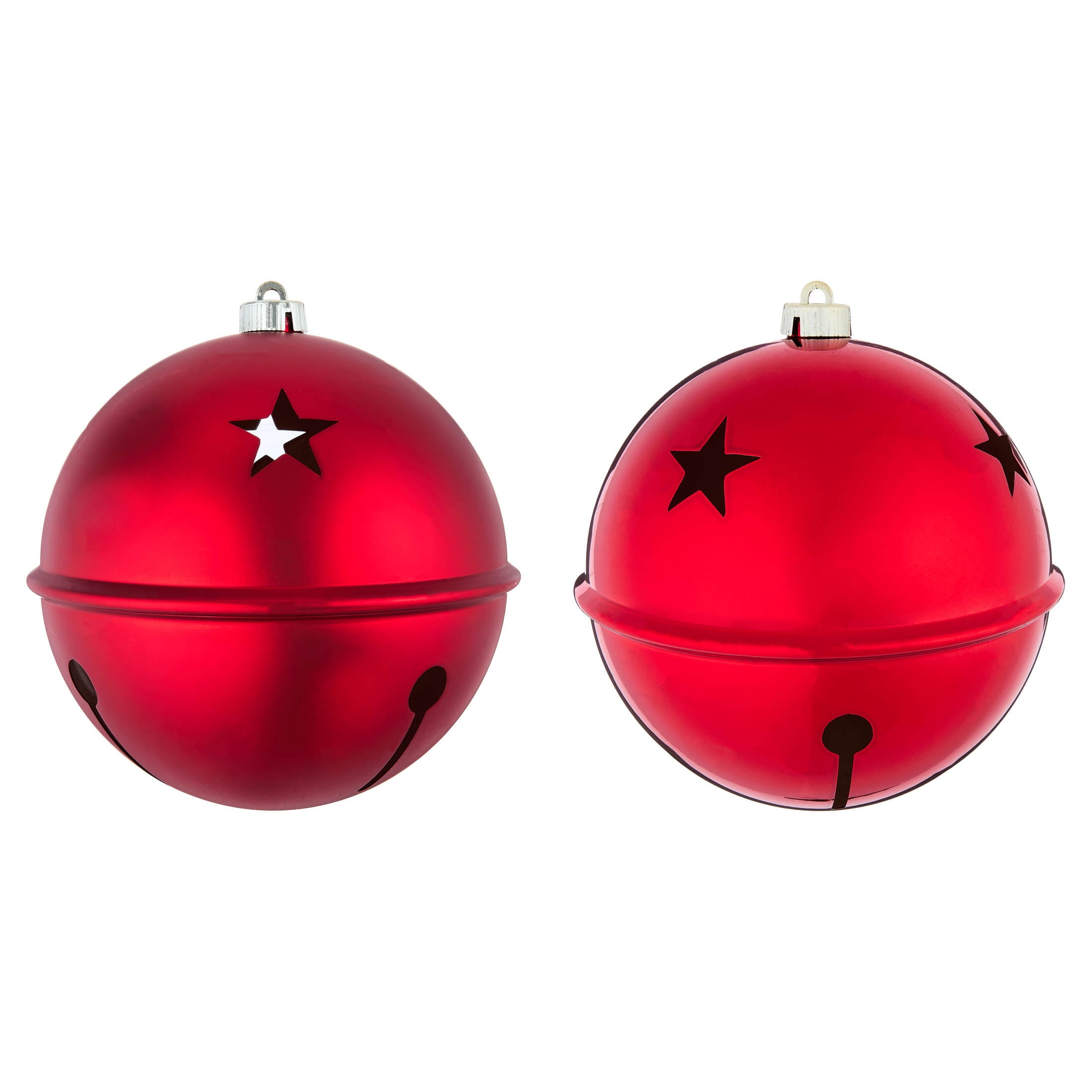 2-Count Red Jumbo Bell Shatterproof Christmas Ornaments, 8", by Holiday Time