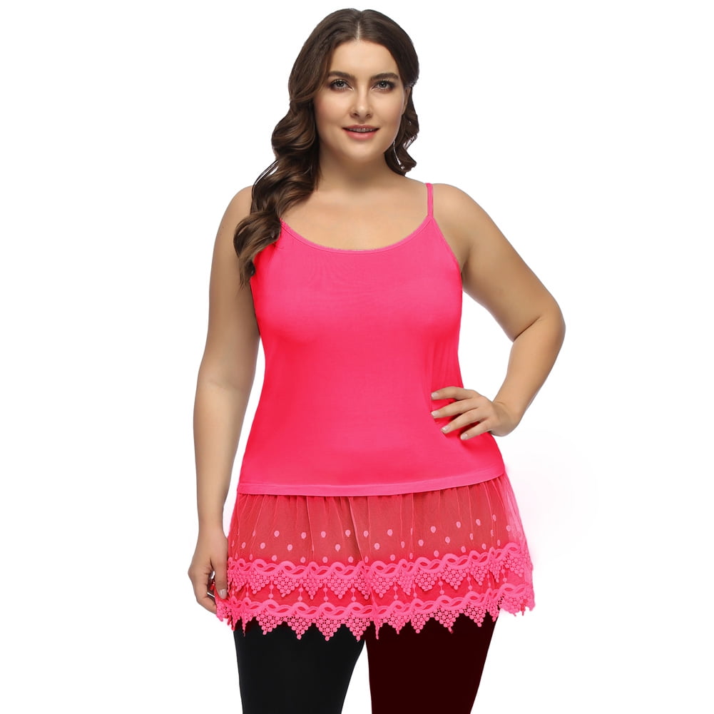 Hanna Nikole Women's Plus Size Lace Trimmed Camisole Layering Cami Tank Top Extender 