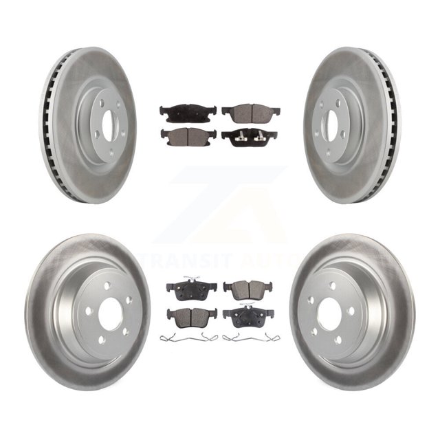 Transit Auto Front Rear Coated Disc Brake Rotors and Semi-Metallic Pads Kit for Car Ford Edge with 316mm Diameter Rotor KGF-101665