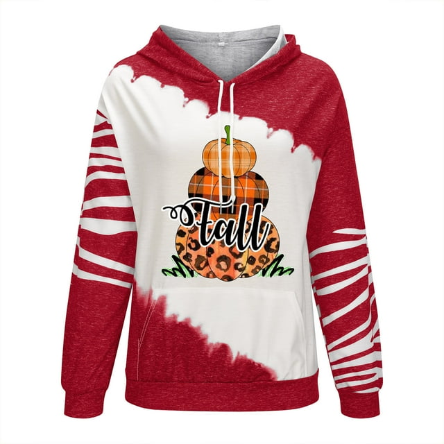 Hoodies for Women Graphic Long Sleeve Drawstring Pullover Sweatshirt Blouse Ladies Hooded Fall Tops