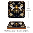 Bee Premium Square Coasters (6PCS) Microfiber Leather Drink Coasters Stylish Table Protectors