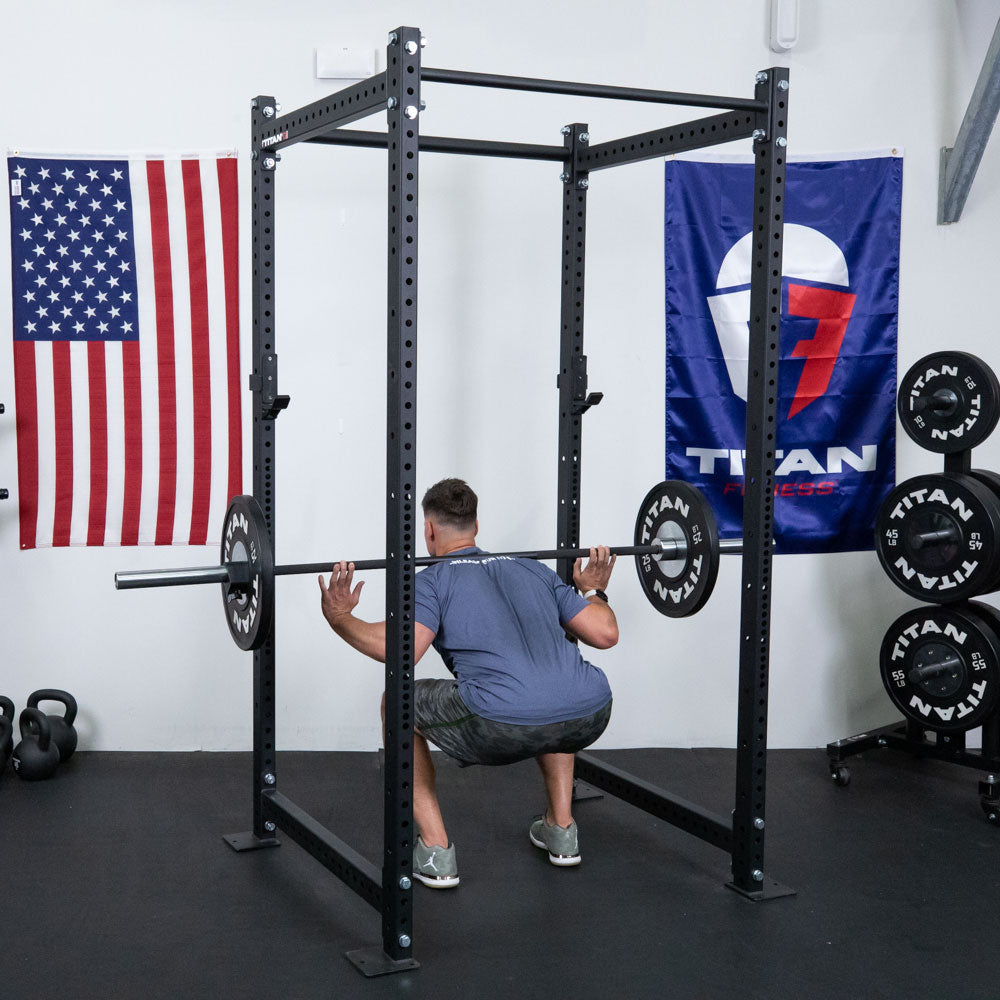 Titan Fitness T-3 Series Black Tall Power Rack, 24in Depth, 1,100 LB Capacity Cage for Weightlifting and Strength Training
