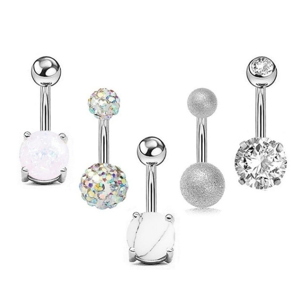 4pcs/Set Stainless Steel Belly Button Rings Fashion Body Piercing Jewelry 