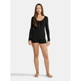 thumbnail image 2 of No Boundaries Button Front Sleep Romper with Long Sleeves, Women’s and Women's Plus, XS-4X, 2 of 5