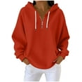thumbnail image 2 of Ounisa Womens Hoodies Casual Long Sleeve Drawstring Waffle Pullover Tops Loose Hooded Sweatshirt with Pocket, 2 of 8