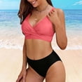 thumbnail image 4 of Women's High Waisted Bikini Sets 2 Piece Tummy Control Swimsuits V Neck Twist Front Bathing Suits(Brick Red,L), 4 of 7