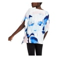 thumbnail image 2 of ALFANI Womens Blue Printed Dolman Sleeve Scoop Neck Top S, 2 of 4