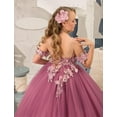 thumbnail image 4 of Drtj Kids Teens Flower Girl Dress Wedding Off-Shoulder Tulle Appliques Elegant Pageant Dresses, 4 of 7