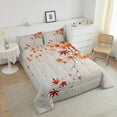 thumbnail image 4 of Maple Leaf Queen Comforter Set Fall Leaves Bedding Set Ink Painting Theme Down Comforter,Chinese Style Decor Quilt Set Teens,Orange, 4 of 7
