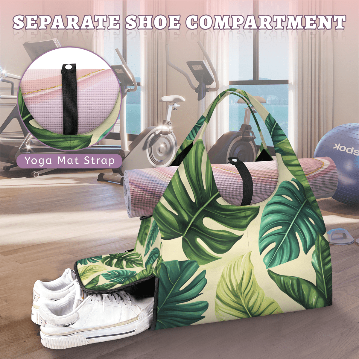 Gym Bag with Yoga Mat Holder and Shoe Compartment Multi-Functional Duffel Bag for Yoga, Gym ,Travel, Sports, Work