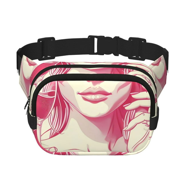 Fotbe Ace Of Diamonds Lady Cangurera Cuadrada con Estampado de Doble Capa, Bolsa de Cintura Ajustable Mini para Hombres y Mujeres