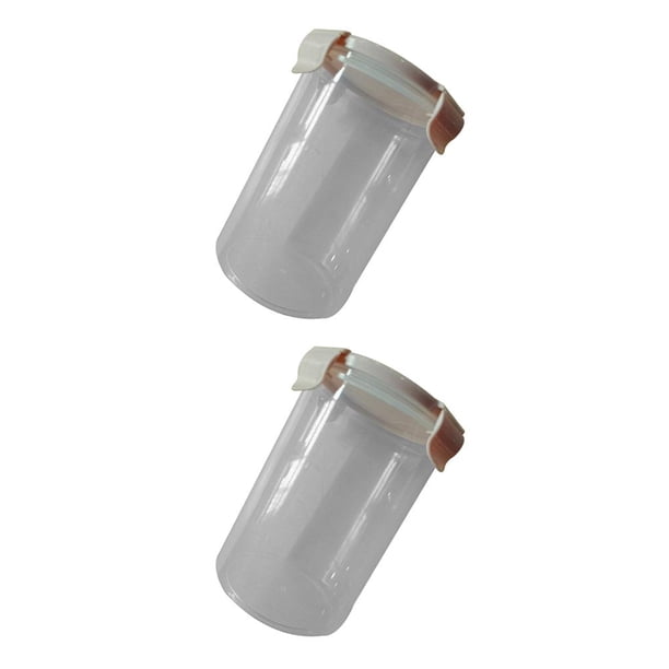 Wosthever Hebilla de plástico PP transparente, latas selladas, soportes redondos para tanque de almacenamiento de cereales, contenedores de cocina rosado 11*9.5*14.5 cm 2piezas Wosthever CBP055754