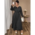 thumbnail image 2 of AURA Plus Size Women’s Dress Polka Dot Chiffon Long Sleeve Office Wear 0XL–4XL, 2 of 7