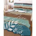 thumbnail image 3 of Quilts King Size, Blue Brown Botanical Soft Comforter Bedding Set for Bed, Farmhouse Wooden Leaves Lightweight Quilted Bedspread with Pillow Cover(2 Pieces) for All Season, 96x106 Inch, 3 of 9